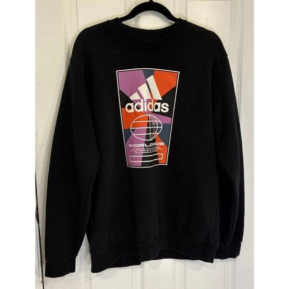 adidas Other - Adidas Men’s Large Black Graphic Crewneck Sweatshirt Logo Athletic Pullover